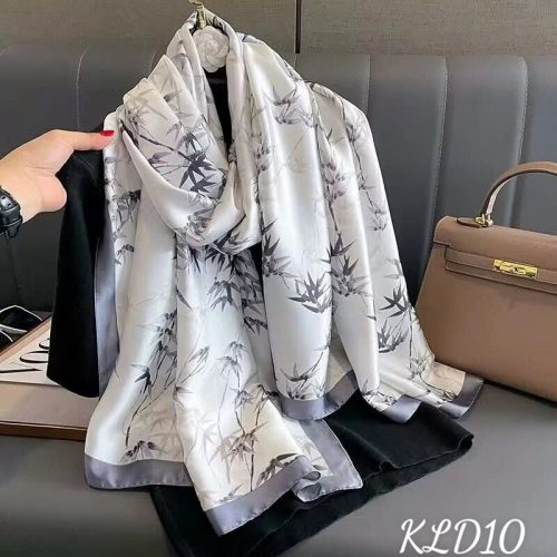 Khăn choàng lụa dài KLD10 - (Tặng Túi Hộp + Khuy cài + Thiệp hoa + hoa hồng sáp )